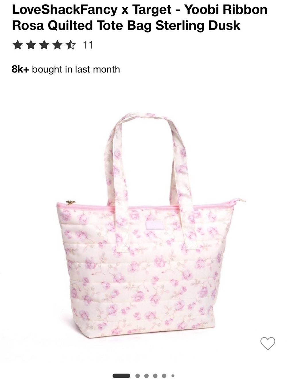 LoveShackFancy Quilted Rosa Tote in Sterling Dusk Pink Floral